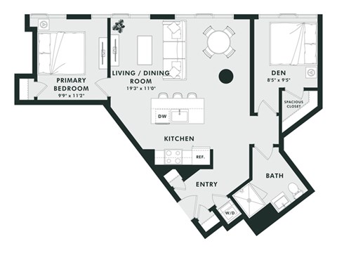 A black and white image of a floor plan for a home.